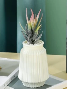 1pc Plastic Flower Vase Design Flower Vase - White - View 4