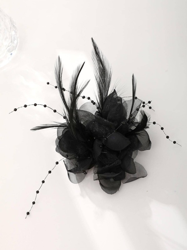 1pc Elegant And Upscale Hair Clip With Feather And Petal Design Witch Claw Clips Hair Claws Hair Barrettes