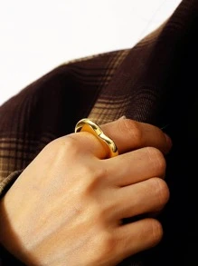 Charm-In 1 Nhẫn Hình Trái Tim Thời Trang Cho Nữ Cho Cuộc Sống Hàng Ngày Trang Sức Đồng - Vàng - Xem 3