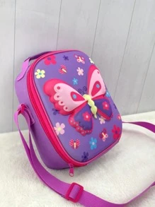 1pc 3D Butterfly & Floral Pattern Lunch Bag - Purple - View 4