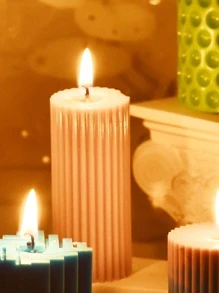 1pc Candle Design DIY Silicone Mold, Modern Silicone Mold For DIY - White - View 5