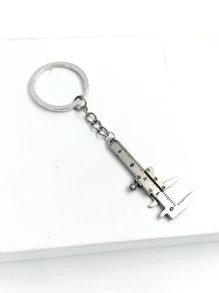 1入組女士游標卡尺吊墜創意鑰匙圈適用於鑰匙裝飾用品 - 復古銀色 - 查看 2