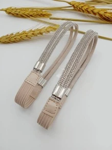 1pair Rhinestone Decor Shoelaces, Fashion Shoelaces For Pumps - Apricot - View 1