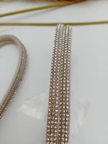 1pair Rhinestone Decor Shoelaces, Fashion Shoelaces For Pumps - Apricot - View 6