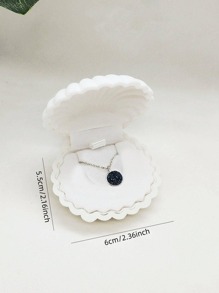 1pc Shell Shaped Jewelry Storage Box, Creative White Plastic Shell Necklace Box For Gift, Gift For Valentine's Day Back To School