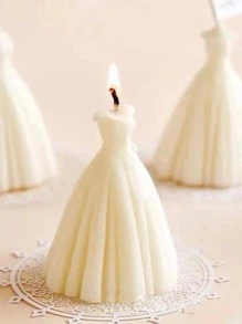 1入組洋裝形狀蠟燭 - 白色 - 查看 2