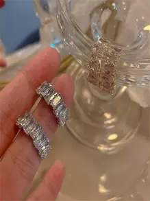 1 Pair Fashion Zirconia Arc Stud Earrings For Women, High-End Elegant Chic Daily Versatile Small Designer Earrings