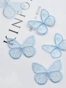 10入組蝴蝶形狀熨燙貼片現代聚酰胺DIY縫製服裝配件 - 藍色 - 查看 1