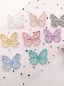 10pcs Butterfly Shaped Iron-on Patch, Modern Polyamide DIY Clothing Accessory For Sewing - Khaki - View 5