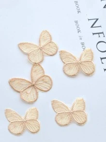 10pcs Butterfly Shaped Iron-on Patch, Modern Polyamide DIY Clothing Accessory For Sewing - Khaki - View 1