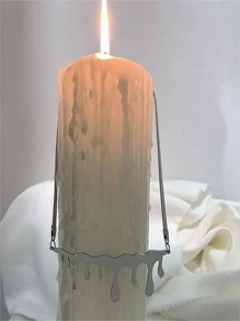 1入組時尚不銹鋼水滴裝飾頸鏈適合女士日常裝飾 - 銀色 - 查看 10