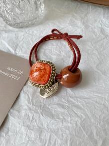 3pcs Bead Decor Hair Tie Boho - Multicolor - View 4