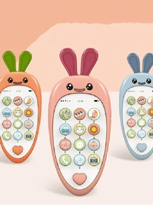 兒童電話玩具，雙語電話環咬嬰兒專用牙膠音樂聲音玩具，早期教育學習機，電子兒童禮品玩具（附件顏色隨機） - 粉色 - 查看 2