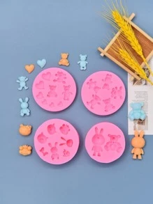 1入組卡通動物設計DIY矽膠現代矽膠模具 - 粉色 - 查看 1