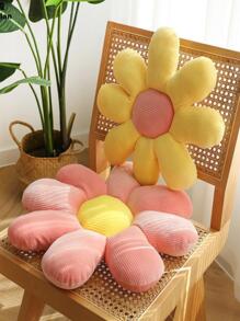 1pc Flower Design Decorative Pillow - Yellow - View 4