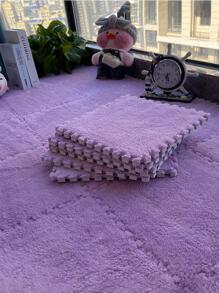 2pcs Plain Fuzzy Rug - Purple - View 1