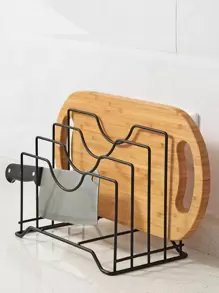 1入組鍋蓋收納,砧板架,廚房架子切菜板架,廚房檯面排水收納架子,臥室學習書架桌子整理 - 黑色 - 查看 1