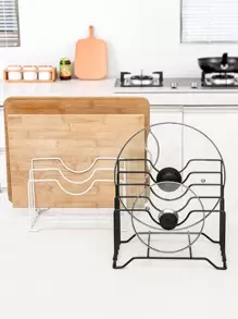 1入組鍋蓋收納,砧板架,廚房架子切菜板架,廚房檯面排水收納架子,臥室學習書架桌子整理 - 黑色 - 查看 2