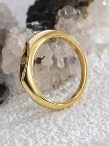 Charm-In 1入組日常首飾類星形方晶鋯石鑲嵌戒指適合女士銅首飾類 - 金黃色 - 查看 4