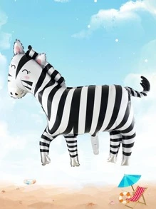 斑马、狮子、大象形状气球、生日派对装饰、动物气球 - 黑色 - 查看 1