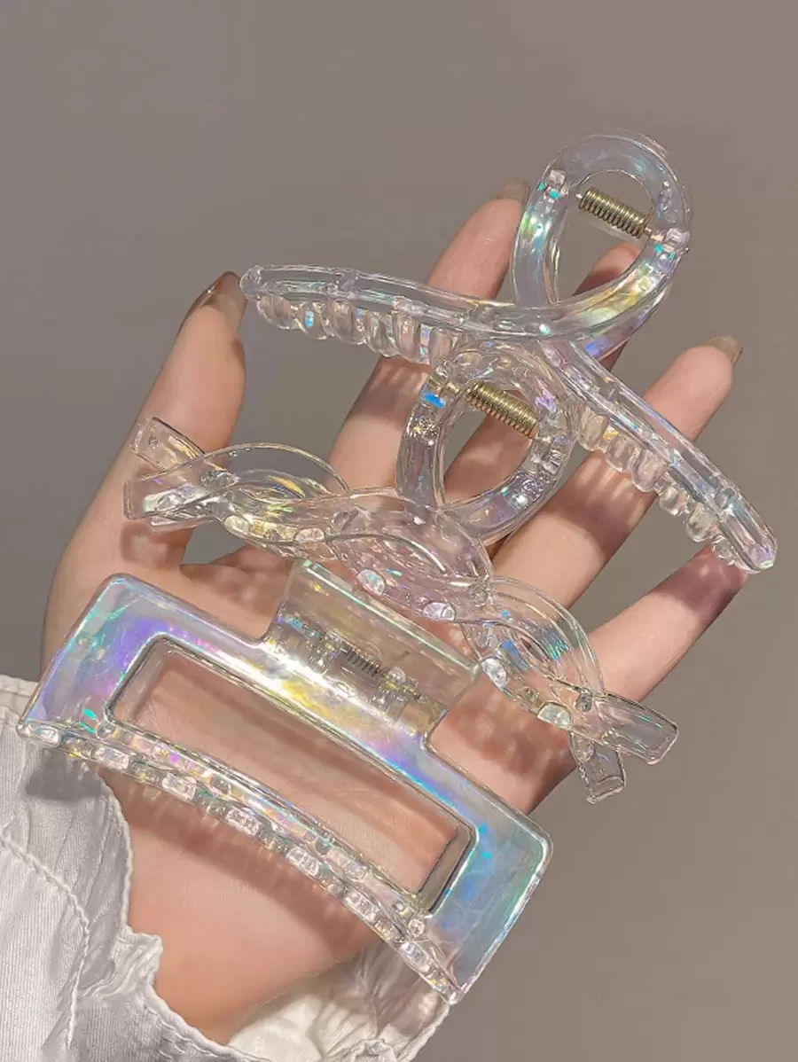 3 peças/1 peça Clipe de Coque de Garra de Sereia, Presilha de Cabelo, Acessórios de Cabelo Transparentes Superdimensionados, Presilhas de Cabelo, Grampos de Cabelo, Clipes de Cabelo, Clipes de Cabelo, Clipes de Cabelo, Material Escolar, Clipe de Garra para Roupas de Outono e Inverno de Faculdade, Roupas de Verão, Férias, Mulher, Festival, Festa - Multicolorido - Visão 1