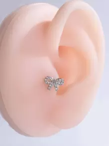 1 Tinh Tế Và Độc Đáo Micro Dát Zircon Hình Con Bướm Sụn Xuyên Bông Tai - Bạc - Xem 5