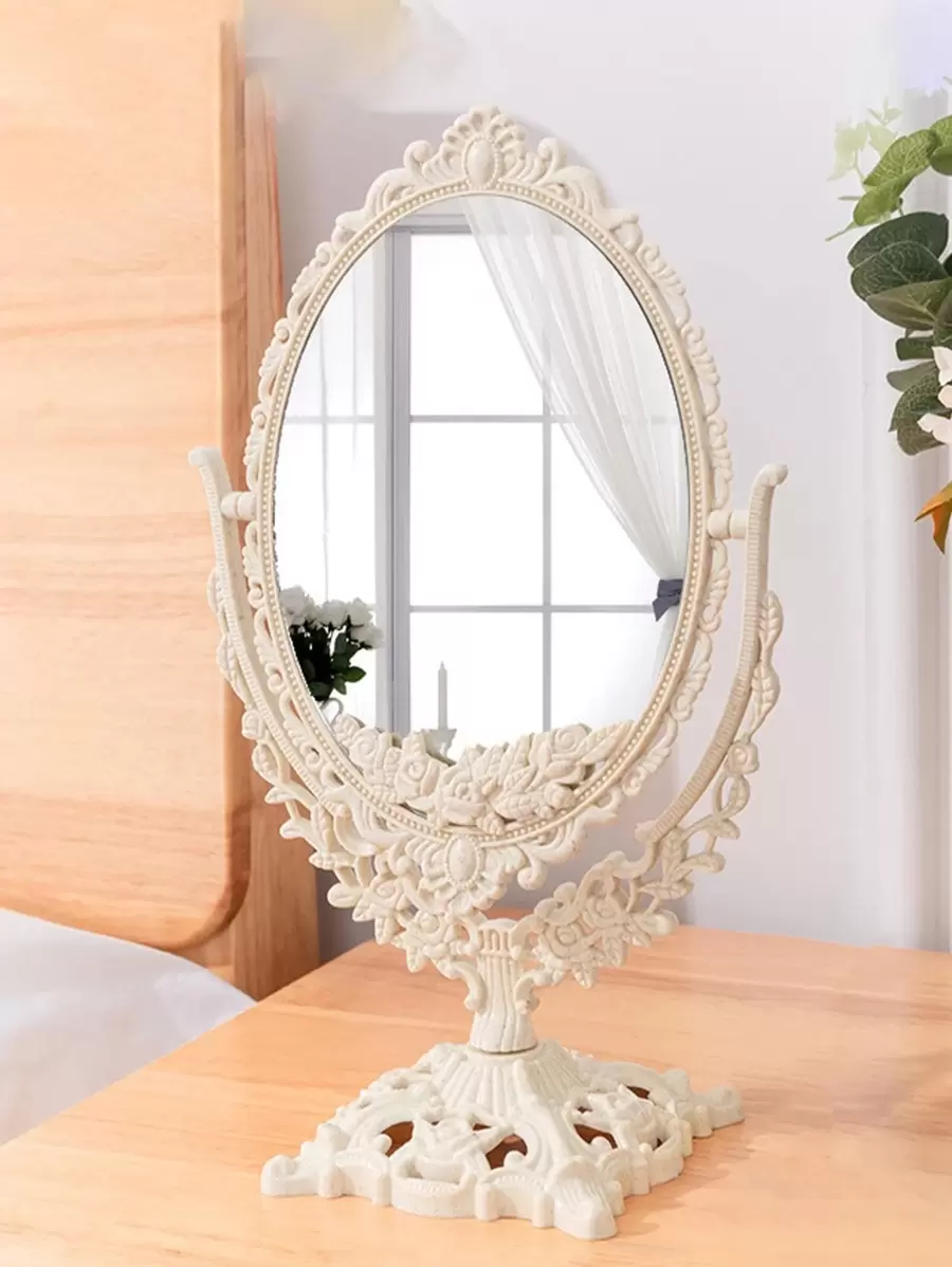1pc Vintage Design Decoration Mirror Best Gifts Birthday Graduation - Apricot - View 1