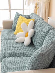 1pc Solid Color Blue Seat Cushion Cover, Modern Polyester Sofa Cushion Cover For Home - Baby Blue - View 2
