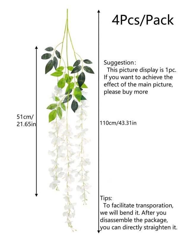 4pcs Artificial Flower Vine, White Plastic Hanging Fake Flower Garland