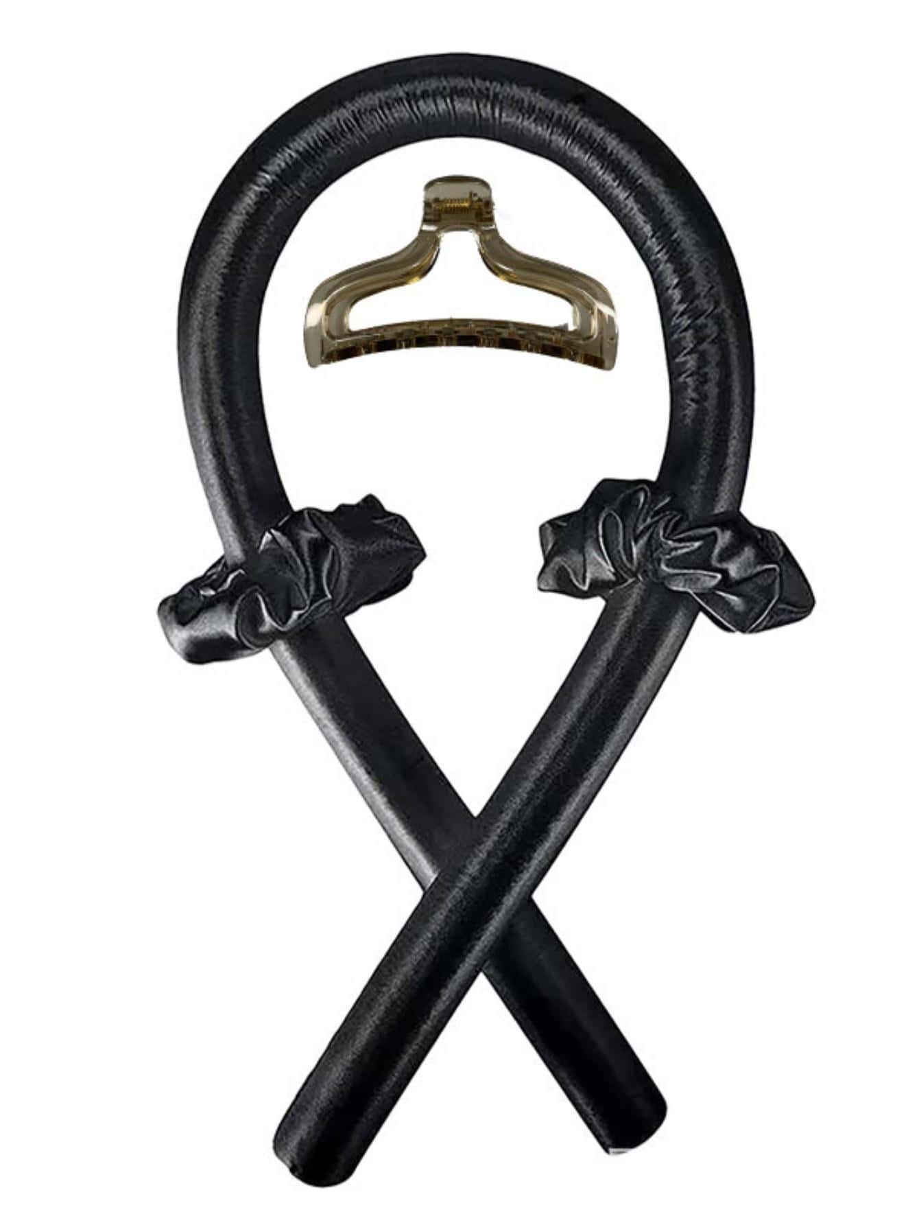 Set de rizador de cabello desaliñado (1 rizador + 2 lazos para el cabello + 1 clip de cabello transparente),herramientas para el cabello - Negro - Ver 1