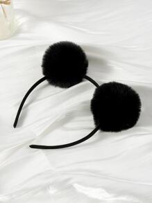 1pc Girls Pompom Decor Cute Headband For Party - Black - View 3