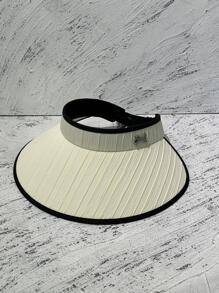 1入組女式撞色飾邊防曬時尚遮陽帽夏季 - 米色 - 查看 1