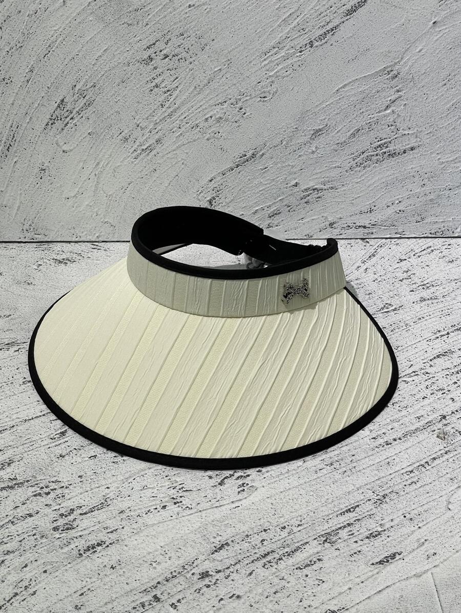 1入組女式撞色飾邊防曬時尚遮陽帽夏季 - 米色 - 查看 1