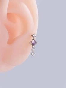 1入組精美不銹鋼軟骨穿孔耳釘鑲嵌閃閃發光小寶石 - 銀色 - 查看 1