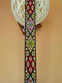 1卷幾何樣式DIY織帶 - 黑色 - 查看 2