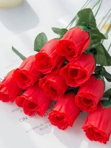 10支人造玫瑰花莖假玫瑰花束插花家居裝飾 - 彩色 - 查看 5