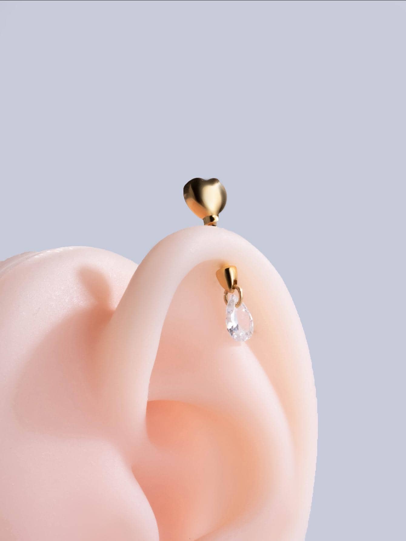 1 bông tai hình trái tim bằng thép không gỉ thanh lịch và thời trang - Vàng - Xem 1