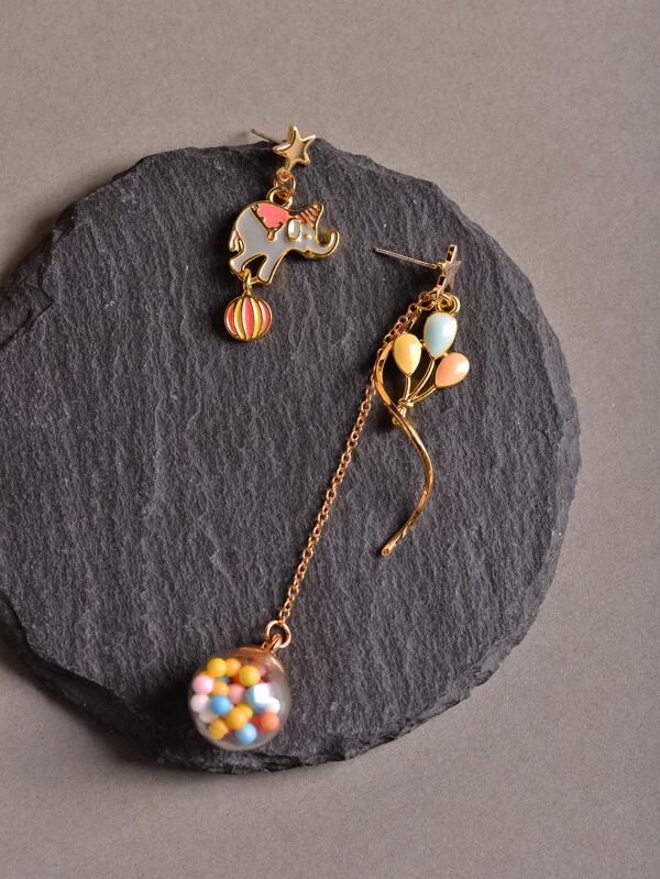 1pair Amusement Park Hot Air Balloon Mismatched Drop Earrings, Ideal Birthday Gift For Women