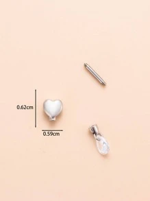 1 件时尚精致心形不锈钢软骨穿孔耳钉情人节、妈妈、母亲、母亲节、礼物 - 銀色 - 查看 3