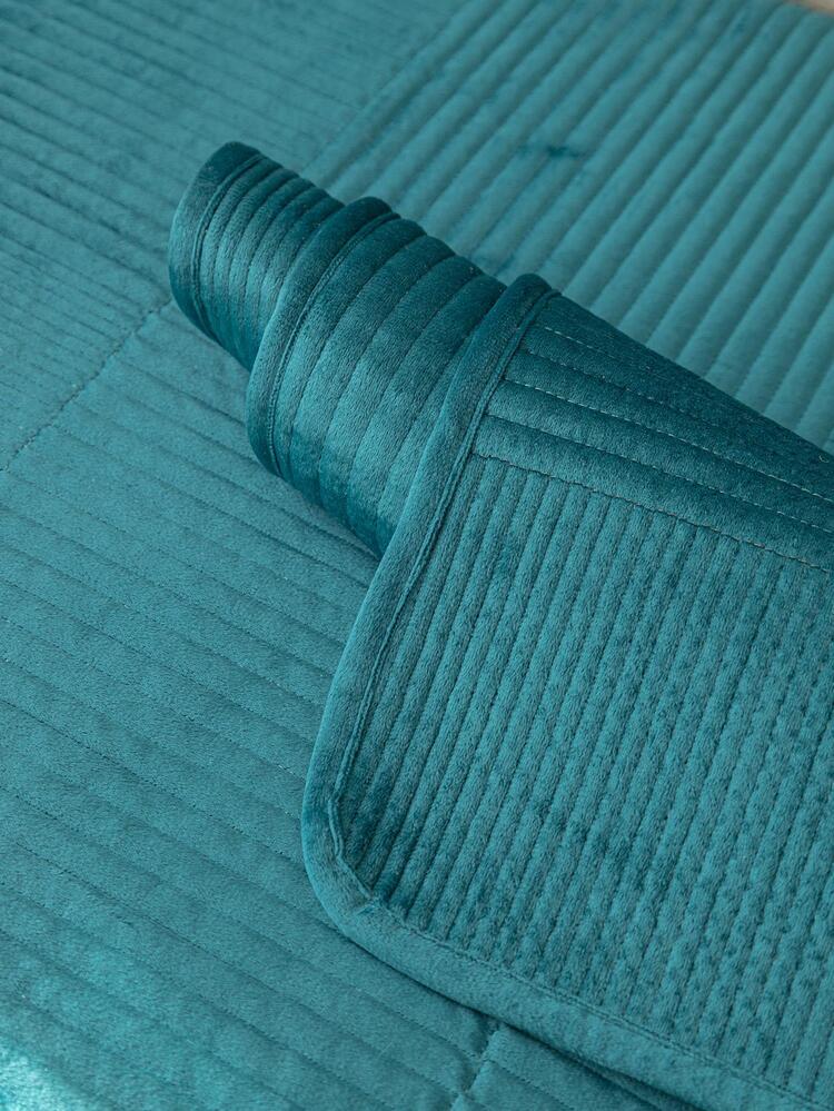 1pc Solid Color Non-slip Sofa Towel, Modern Polyester Towel Cover For Home - Blue - View 5