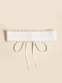 1 chiếc thắt lưng ren nhiều lớp cho nữ, thích hợp cho tiệc cưới, tụ tập thường ngày kết hợp với váy dạ hội - trắng - Xem 2