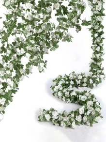 9入組人造花藤白色塑料假花花環用於婚禮、派對裝飾 - 白色 - 查看 1