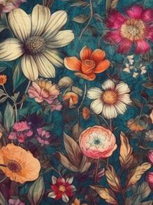 Floral Print Cushion Cover Without Filler, Vintage Linen Throw Pillow Case, For Sofa, Couch