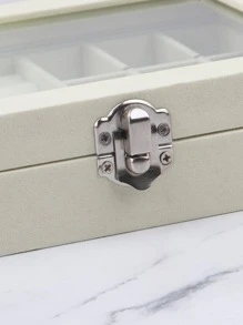 1pc Multi-grid Jewelry Storage Box, Modern Polyester Jewelry Box For Home - Beige - View 4
