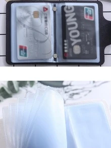 1 Đồng Màu Họa Tiết Túi Đựng Thẻ Sáng Tạo Di Động Đựng Thẻ Cho Trường Học, Văn Phòng, Lưu Trữ Thẻ - màu đen - Xem 4