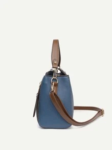 Twist Lock Bucket Bag PU - Blue - View 5