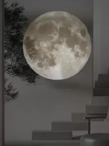 1pc Mini Moon Projection Lamp, Wall Decor Atmosphere Lighting, Room Decoration - White - View 2
