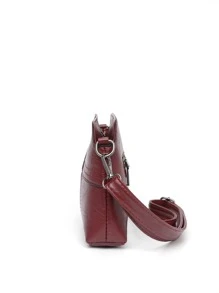 Simple Solid Color Shoulder Bag For Women - Burgundy - View 2