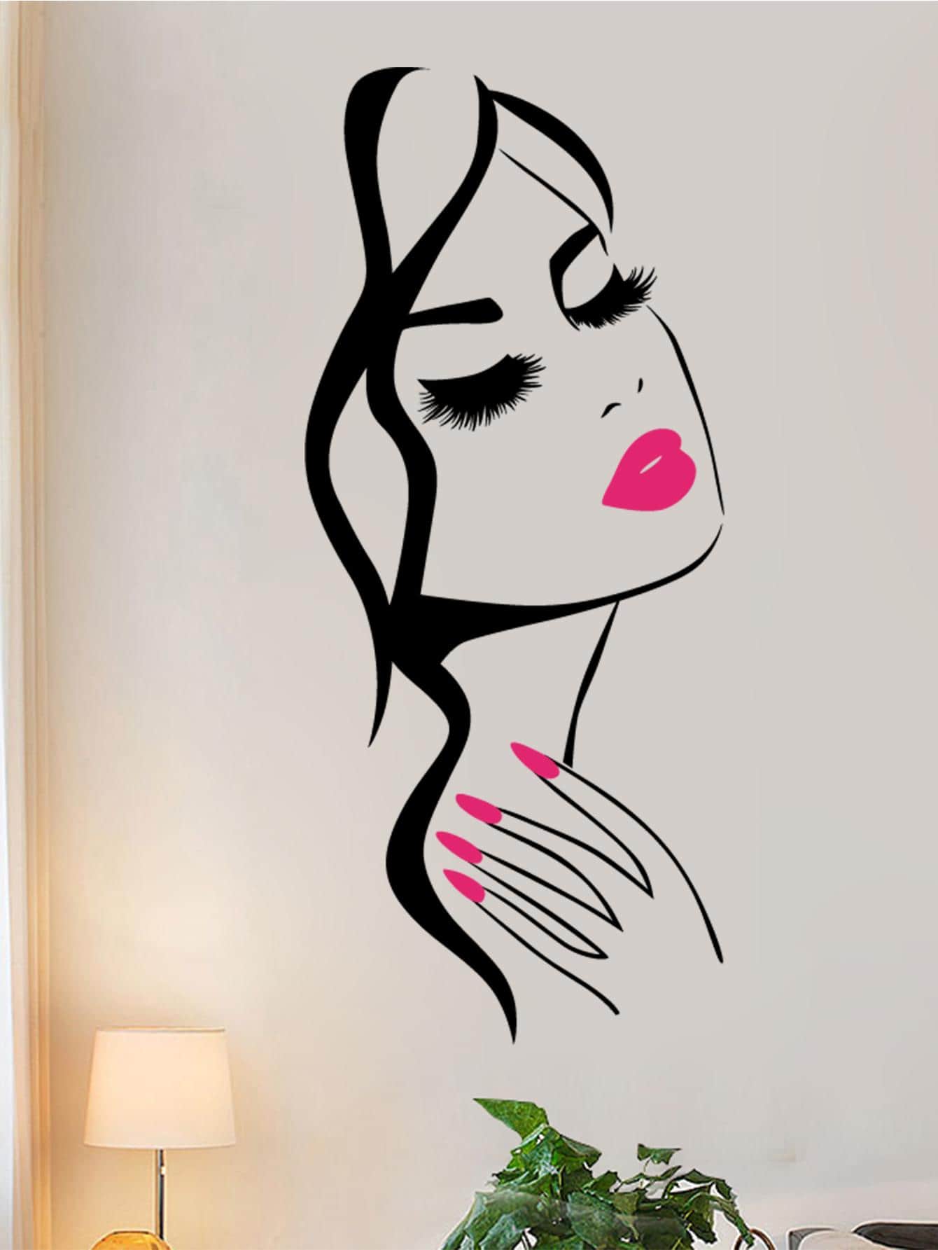 1pc Simple Black Figure Graphic Wall Sticker, PVC Waterproof Removable Sticker For Home Decor, Stickers, Wall Decal, Vinyl Decal For Home Decorations, Spring Decoration Items Refresh Your Home, Rama Decoration Stickers Gifts Birthday Graduation