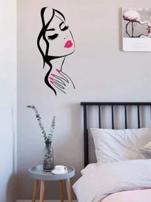 1 pezzo Adesivo murale semplice con figura nera, adesivo in PVC impermeabile rimovibile per decorazione domestica, adesivi, decalcomanie murali, decalcomanie in vinile per decorazioni domestiche, elementi decorativi primaverili per rinnovare la tua casa, adesivi decorativi per cornice